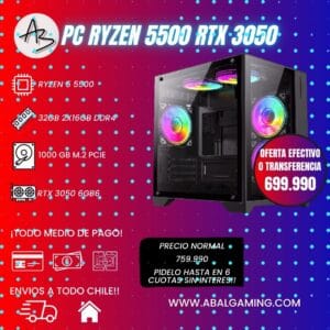PC GAMER RYZEN 5 5500 RTX 3050 32GB RAM 1TB SSD