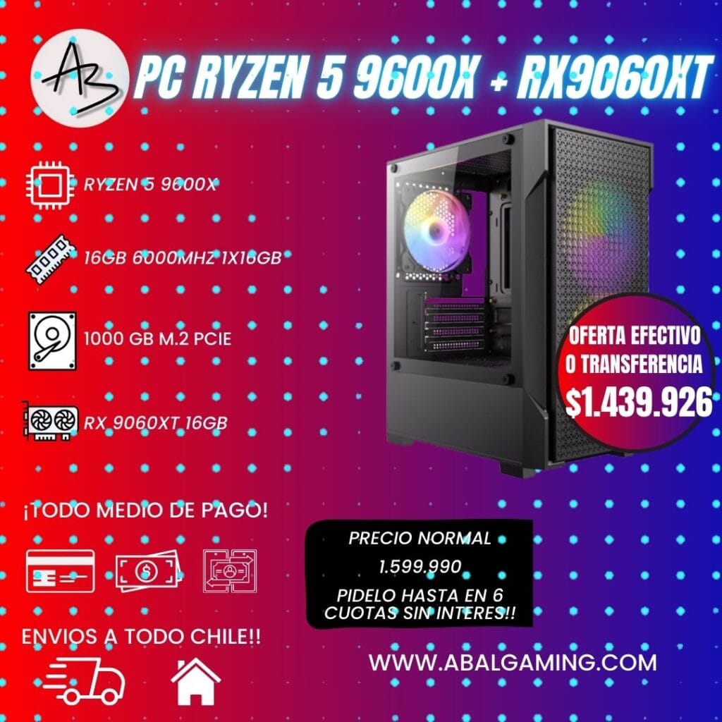 PC GAMER RYZEN 5 9600X RX 9060XT 32GB DDR5