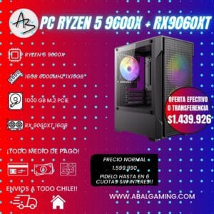 PC GAMER RYZEN 5 9600X RX 9060XT 32GB DDR5